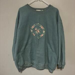 Basics plus Floral Embroidered Women's crew Sweater size 2X